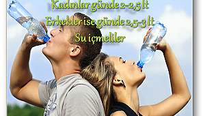 Erkekler daha fazla su tüketmeli