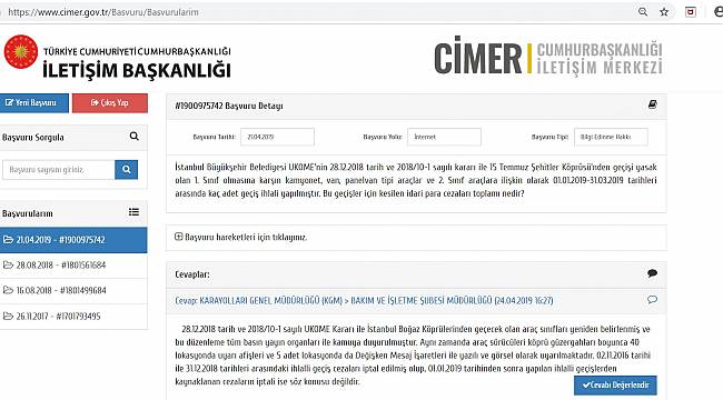 CİMER'den öyle bir cevap geldi ki…