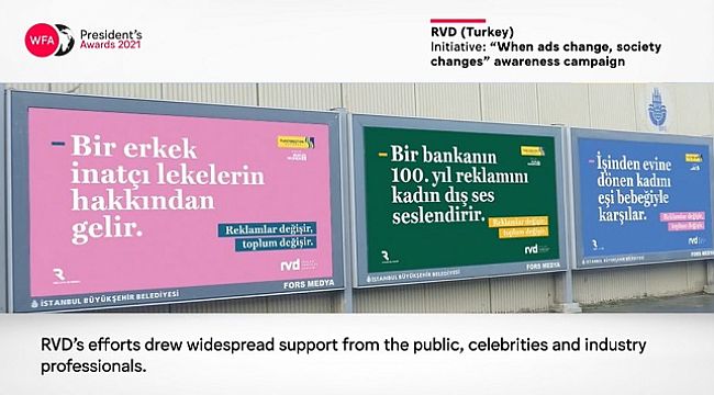 Reklamlar Değişir, Toplum Değişir Kampanyasına WFA Başkan Ödülü